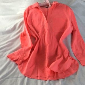 Lenin/cotton mix, Tunic top, colour is beautiful coral.